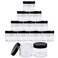 Beauticom 12 PIECES 60 Grams60 ML 2 Oz Leak Proof Round Acrylic Container Jars with Screw Cap Lids for Beauty Cosmetic Jewelry Charms Rhinestones Clear Base with Black Lids
