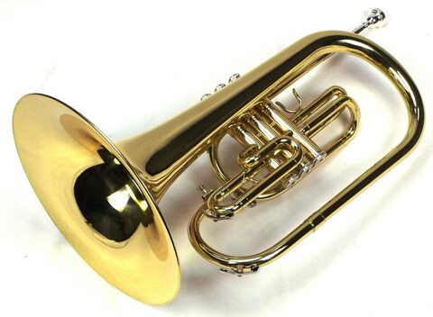 Moz Advanced Monel Pistons Marching Mellophone Key of F with Case and MouthpieceGold Lacquer Finish