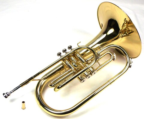 Moz Advanced Monel Pistons Marching Mellophone Key of F with Case and MouthpieceGold Lacquer Finish