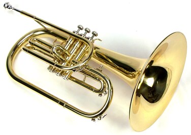 Moz Advanced Monel Pistons Marching Mellophone Key of F with Case and MouthpieceGold Lacquer Finish