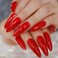 CoolNail Extra Long Sharp Stiletto Red False Nails Tips Pointed Stilettos Press On Nails For Fingers Full Cover with Glue Sticker