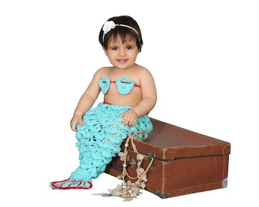 Newborn Baby GirlBoy Crochet Knit Costume Photography Prop Hats Outfits Blue Mermaid