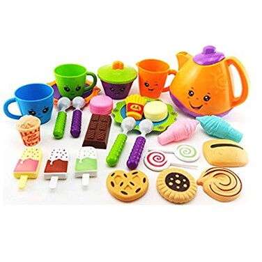 Kitchen Toys Tea Party Pretend Playset for Kids  Fine Skills Development Pretend Play Girls Cookware Set for Toddlers 3 Years28pcs