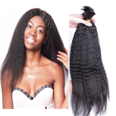 Hesperis Brazilian Afro Kinky Straight Hair 10A Mink Brazilian Virgin Hair Human Braiding Hair Bulk No Weft Brazilian Kinky Straight 100g Per Bundle 24inch natural color