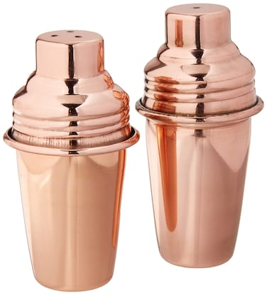 Creative CoOp Stainless Steel Salt  Pepper Shakers with Copper Finish