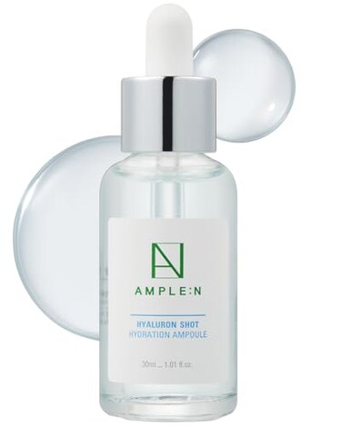 AMPLEN Hyaluron Shot Hydration Serum  Plumping Face Serum with Hyaluronic Acid and Xylitol  Ultra Hydrating Moisturizer to Reduce Wrinkles and Restore Vitality and Glow 101 floz