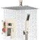 SR SUN RISE 12 Inch Ceiling Mount Brushed Nickel Shower System Bathroom Luxury Rain Mixer Shower Combo Set Ceiling Rainfall Shower Head System Faucet Trim Repair Kits with Roughin Valve and Trim