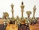 Real Brass Metal Staunton Bridled Knight Chess Men Set Gold and Black Chrome  NO Board