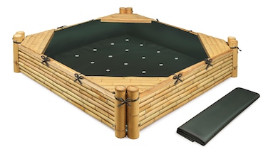 Bamboo Beach Sandbox with Liner and Cover