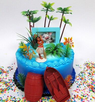 Moana Birthday Cake Topper Set with Moana Figure and Decorative Accessories Unique Design