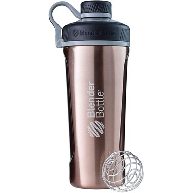 BlenderBottle Radian Shaker Cup Insulated Stainless Steel Water Bottle with Wire Whisk 26Ounce Copper
