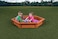 Hexagon Wooden Sandbox w Seat Boards  EcoFriendly Cover  Ground Liner  59 x 51 x 9  34 Cedar Boards  Easy DIY Assembly  Holds 300 lbs of Sand  Natural Cedar Beauty Built To Last