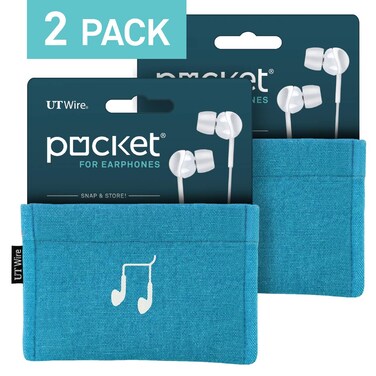 UT Wire Pocket Earbud Earphone Case Pouch Bag Organizer Black  2 Pack