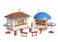 Walthers Trainline HO Scale Model Food Stands Kit with 2 Different Stands