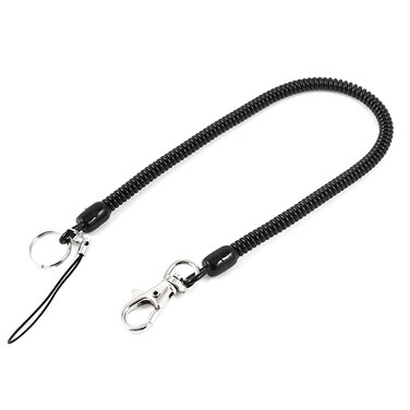 Vivian Lobster Clasp Black Spring Stretchy Coil Cord Strap Key Chain Rope