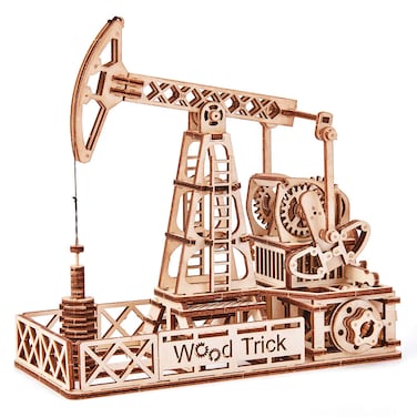 Wood Trick Oil Derrick Rig Toy  Oil Pump Jack Mechanical Model to Build  3D Wooden Puzzle Assembly Toys  STEM Toys for Boys and Girls