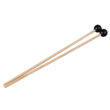 VANVENE 1Pair 15Inch Black Plastic Head Mallet Percussion Bell Mallets Sticks with Wooden Handle Music Accessories