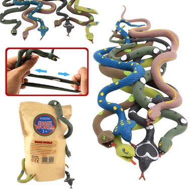 ValeforToy Rubber Snake14 Inch Snake Toy Set6 PackSuper Stretches Material TPR Realistic Fake Snake Figure Keep Bird Away Bathtub Garden Rainforest Reptile Toy