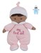 Ganz My First Doll Dollies Soft Plush Girl with Dark Complexion and Black Hair Pink Outfit Hat She Rattles
