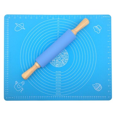 JamHoo NonStick Silicone Rolling Pin  Large Silicone Pastry Mat 25 X 17 NonSlip Pastry Sheet For Rolling Dough and Baking Large