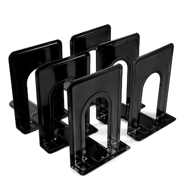 Book Ends OMEYA Metal Bookends Book Ends for Shelves Economy Universal Nonskid Heavy Duty Bookends Shelves Office Black 669 x 49 x 43in3 Pair6 Piece