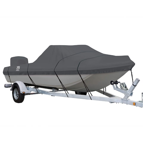 Classic Accessories StormPro HeavyDuty TriHull Outboard Boat Cover Fits boats 17 ft 6 in  18 ft 6 in long x 92 in wide