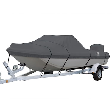 Classic Accessories StormPro HeavyDuty TriHull Outboard Boat Cover Fits boats 17 ft 6 in  18 ft 6 in long x 92 in wide