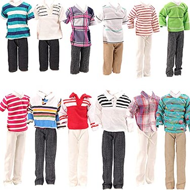 Miunana Random Lot 15 Items for Ken and 115 Inch Dolls EU CEEN71 Certified Include 5 Sets Casual Wear Clothes  5 Pcs Pants  2 Shoes for Ken 3 Dress for 115 Inch Doll