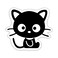 Cute Kitty Cat Vinyl Decal Sticker  Cars Trucks Vans Walls Laptops Cups  Black on White Background  55 inches  KCD1315