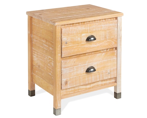 Camaflexi Baja Night Stand  2 Drawer  Solid Wood  Rustic Bedside Table for Bedroom Living Room Sofa Couch Hall  Metal Drawer Pulls Barnwood Finish Brown