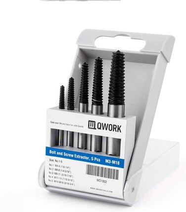 QWORK Screw Extractor Easy Out Damaged Bolt Extractor Kit Stripped Broken Screw Remover for M4M18 1834