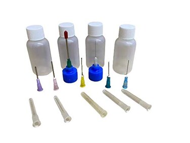 Hobby Craft Assorted Precision Applicator Set with 4 1 oz Bottles and 7 Different Gauge Blunt Tips