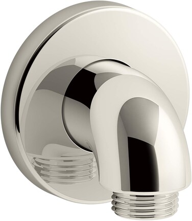 KOHLER 22172SN Purist Stillness WallMount Supply Elbow with Check Valve for Handshower Hose Handheld Shower Elbow Vibrant Polished Nickel