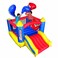 Banzai Colorful Large Outdoor Kids Big Bop Inflatable Boxing Ring Bounce House Castle Jumper w Slide Mesh Door Walls and 2 Pairs of Blow Up Gloves