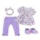 Sophias 8 Piece Set Floral Pink and Purple Tops Pink and Purple Leggings Matching Headbands and Lime and Purple Shoes Set for Two 15 Dolls
