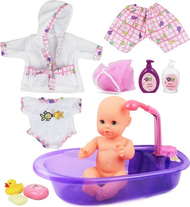 Click N Play Newborn Baby Doll Bath Time Play Set with Accessories