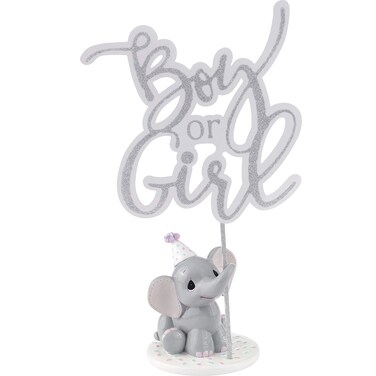 Precious Moments Elephant Gender Reveal Cake Topper ResinAcrylic 183404 Figurine One Size Multi 4 Each