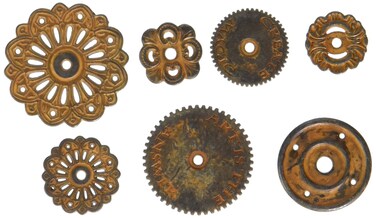Prima Marketing 963422 Rustic Washers Finnabair Mechanicals Metal Embellishments 7Pack Multicolor
