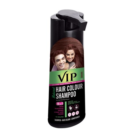 VIP 5 in 1 Hair Colour Shampoo base Hair Color Shampoo Brown 180ml Brown