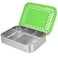 LunchBots Large Cinco Stainless Steel Lunch Container  Five Section Design Holds a Variety of Foods  Metal Bento Box  Dishwasher Safe  Stainless Lid  Green Dots
