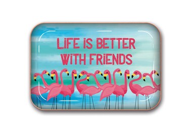 Medium Metal Catchall Tray by Studio Oh  Life is Better With Friends Flamingos  7 x 475  Dish Tray with Unique FullColor Artwork  Holds Jewelry Change Paperclips  Trinkets