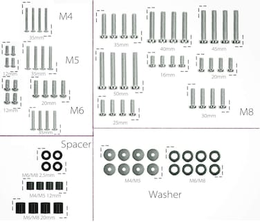Universal TV Mounting Hardware Kit Fits All TVs Includes M4 M5 M6 and M8 TV Screws Washers and Spacers for TV and Monitor Mounting up to 80 inches