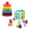 Battat  Sort  Stack Combo  17Piece Sensory Sorting Set  Activity Cube With Bead Maze  Educational  Dexterity Toys  2 Years   Shape Sorter Cube  Stacking Rings