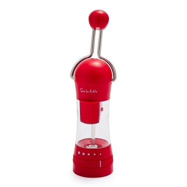 Sur La Table Spice Ratchet Mill Grinder with 5 Adjustable Coarse settings Red