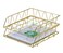 PAG Desktop File Organizer Metal Stackable Letter Tray Paper Holder Rack 2 Pack Gold