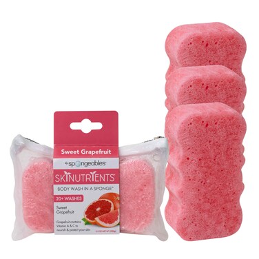 Spongeables Body Wash in a 20 Wash Sponge Sweet Grapefruit 3 Count