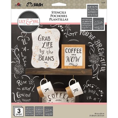 FolkArt Mixed Fonts Lily  Val Stencil Pack