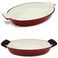 29 Qt Enameled Cast Iron Rectangular Roaster Casserole Dish Lasagna Pan Deep Roasting Pan for Cooking and Baking  Red
