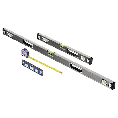 WORKPRO W002901A 4Piece Measuring Tool Set Torpedo Spirit Level Tape Measure with Carrying Bag