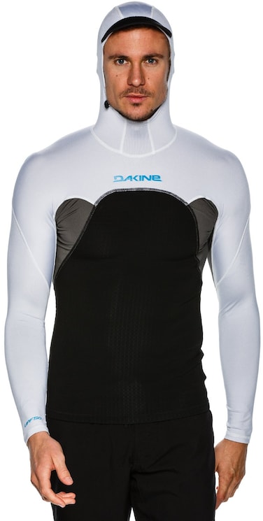 New Dakine Surf Mens Storm Snug Fit Ls Hooded Rashguard Neoprene White Large